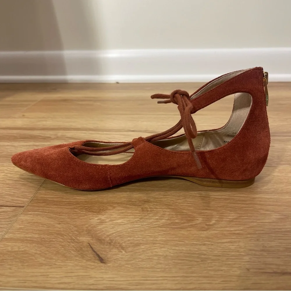 Saks Fifth Avenue Women's orange Rust Suede Lace Loafer s Flats‎ Women’s Size 7
